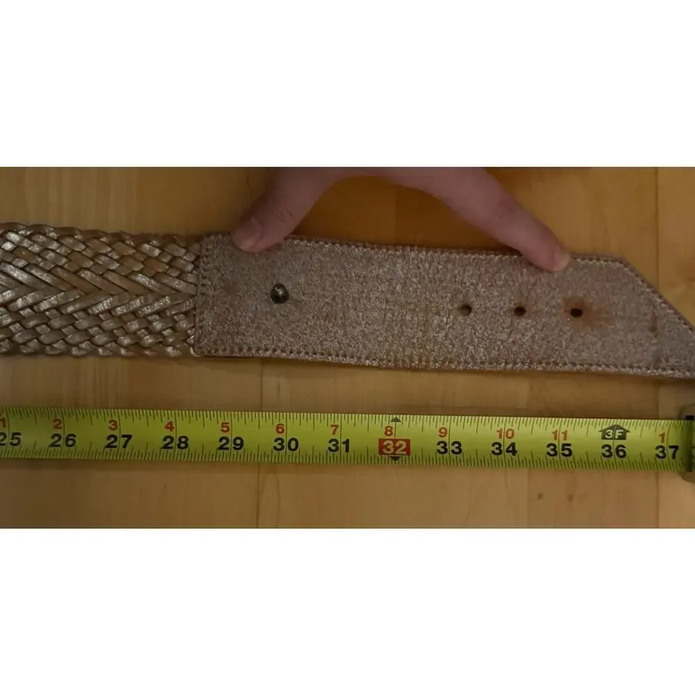 VTG Linea Pelle Leather Good Brown Y2K Braided Waist Belt M